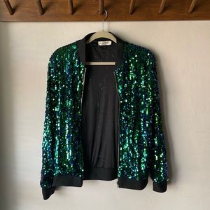 Sequin Front Zip Jacket